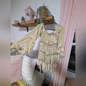 Floral Dress in Green and Pink